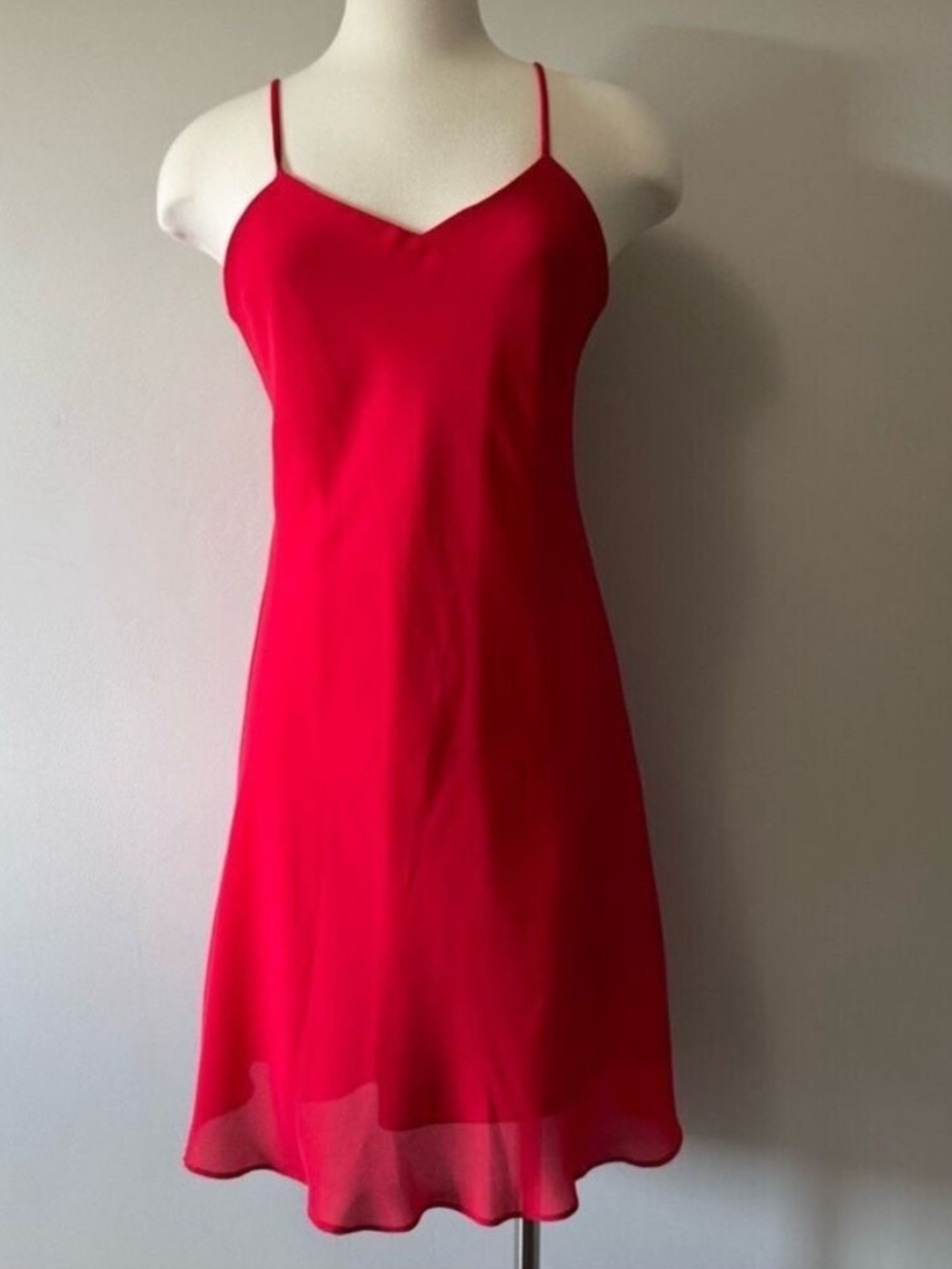 Vintage Algo Red Mini Slip Dress Lined Size 6